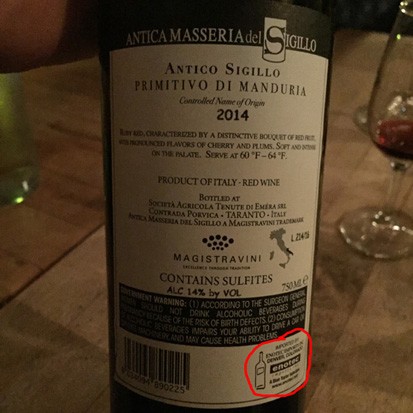 back bottle wine label
