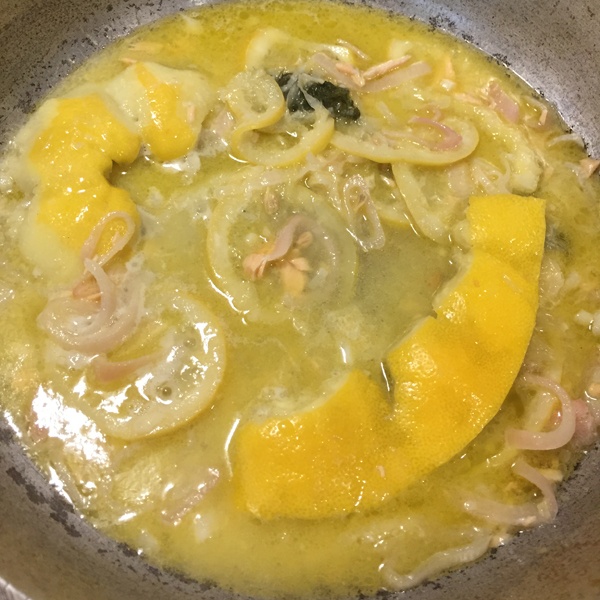 lemon poaching liquid and bits