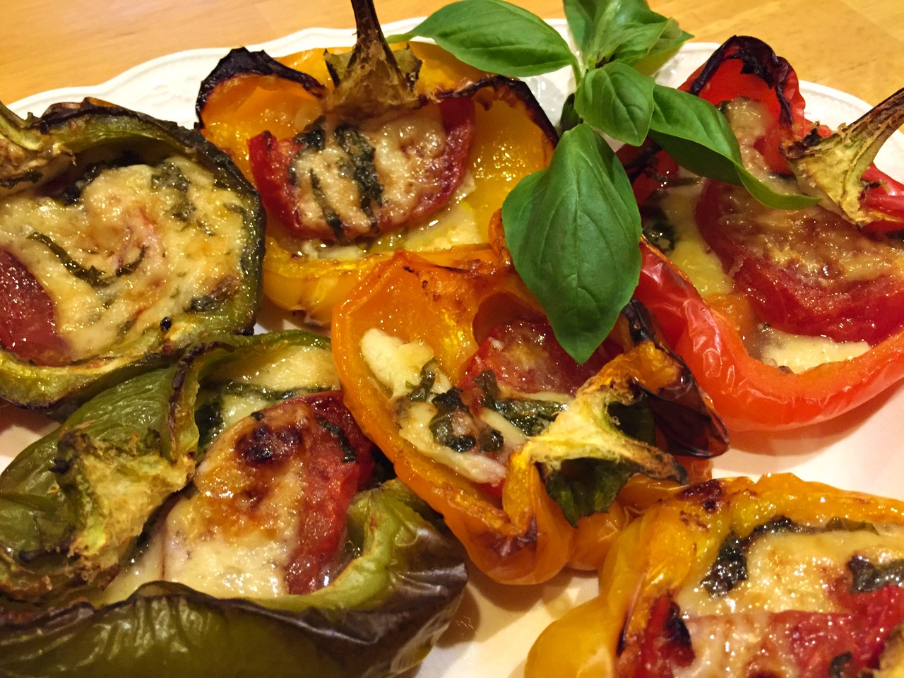 Bell Peppers Stuffed with Cheese & Tomato