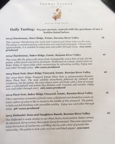 wine tasting Sonoma & Napa